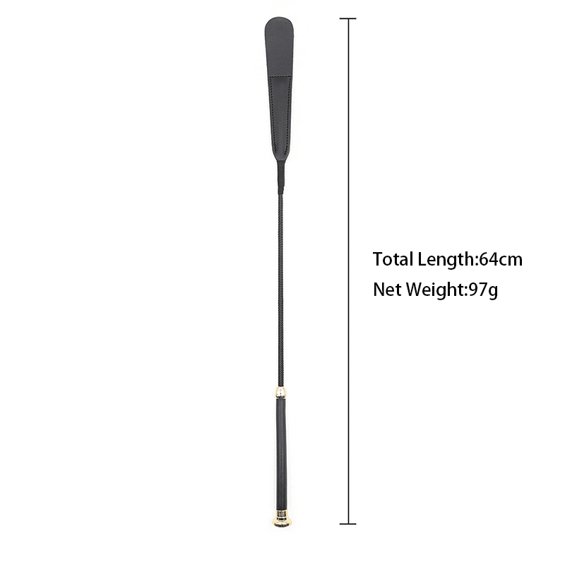Long Leather Handle Cane Whip style F front angle detail