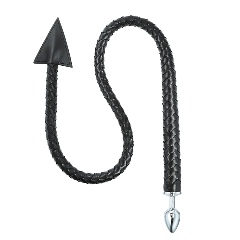 Metal Butt Plug with Braided Devil Tail style A main product view