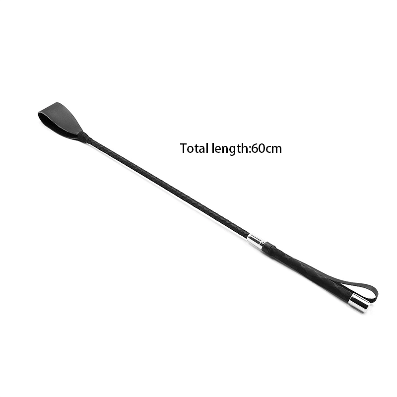 Metal Cap Leather Riding Crop style C front angle detail