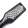 Metal Stud Leather Spanking Paddle style D side view detail