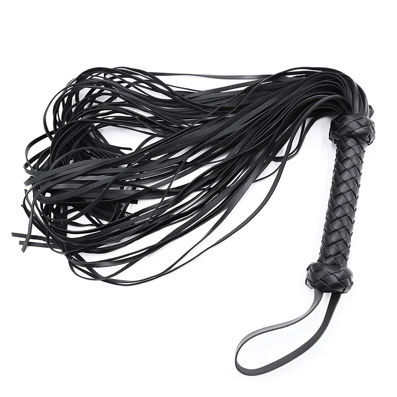 PU Leather Tassel Flogger Whip style B front angle detail
