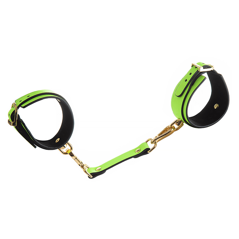 Plush Lined Wrist Cuffs with Chain Leash hardware and finish detail 2
