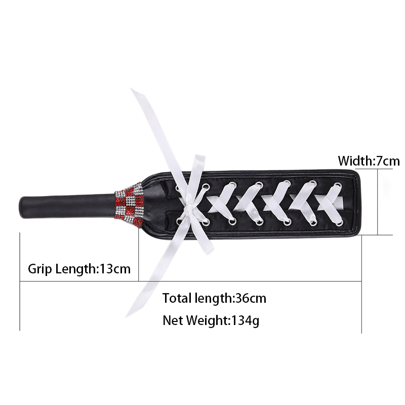 Ribbon Lace Leather Spanking Paddle style A detail view for shoppers