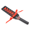 Ribbon Lace Leather Spanking Paddle style D front angle detail