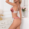 Satin bra and panty set lace-trim detail