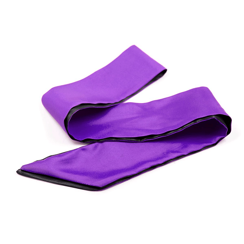 Satin Tie Bondage Blindfold style E hardware and finish detail