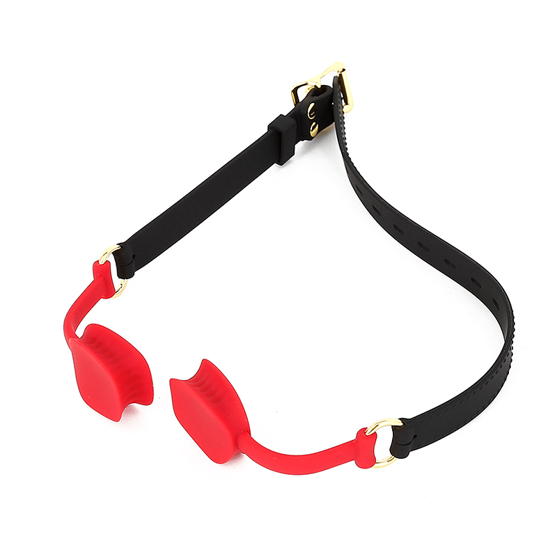 Silicone Bit Gag with Adjustable Strap style B front angle detail