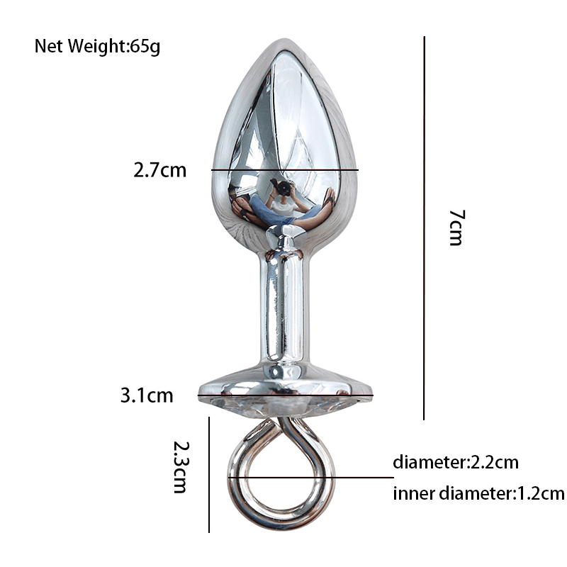 Stainless Steel Teardrop Butt Plug with Ring alternate angle view