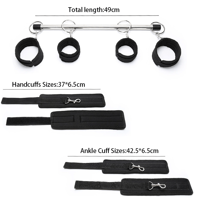 Steel Bar Wrist Ankle Collar Restraint Set style A hardware and finish detail