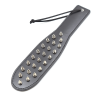 Steel Stud Patent Leather Spanking Paddle style A hardware and finish detail