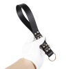 Steel Stud Patent Leather Spanking Paddle style B front angle detail