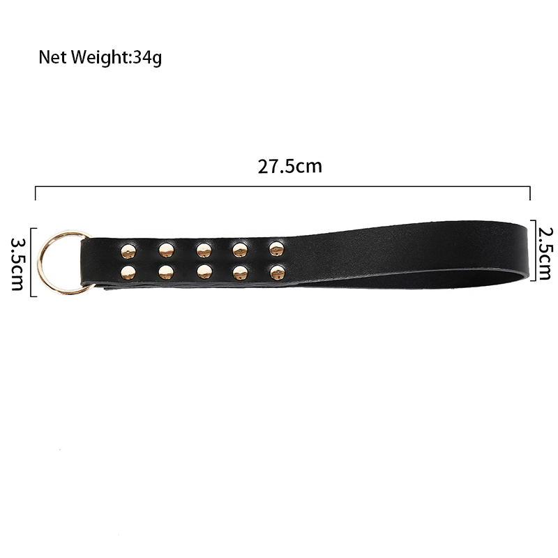 Steel Stud Patent Leather Spanking Paddle style B side view detail