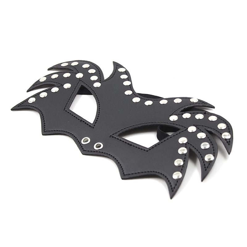 Studded Leather Blindfold Mask style E hardware and finish detail