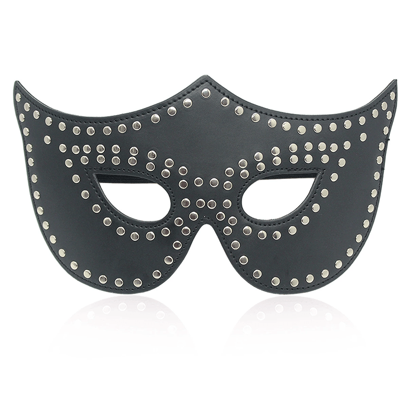 Studded Leather Blindfold Mask style H side view detail