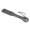 Text Print Leather Spanking Paddle style E side view detail