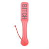 Text Print Leather Spanking Paddle style F front angle detail