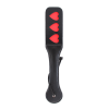 Text Print Leather Spanking Paddle style J hardware and finish detail