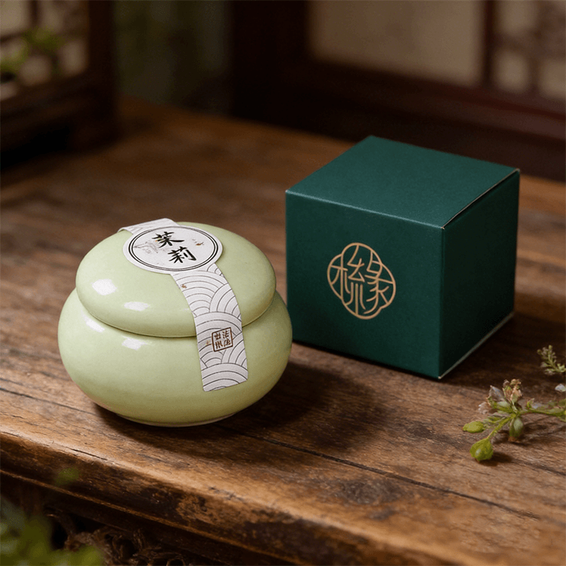 Jasmine ceramic solid perfume balm in traditional Chinese style jar