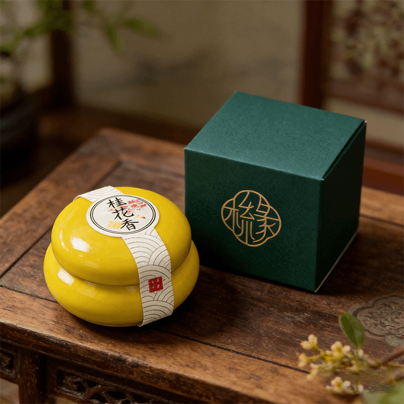 Osmanthus ceramic solid perfume balm in traditional Chinese style jar