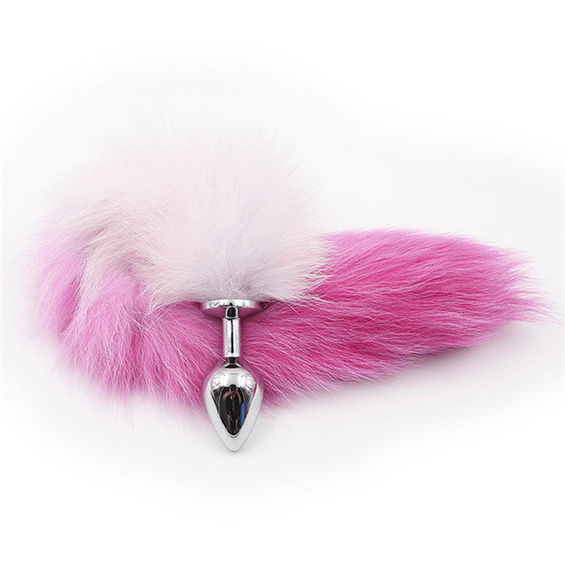 Two Tone Metal Tail Butt Plug pink close-up product detail