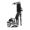 Isolated zebra platform ankle strap heel in side profile