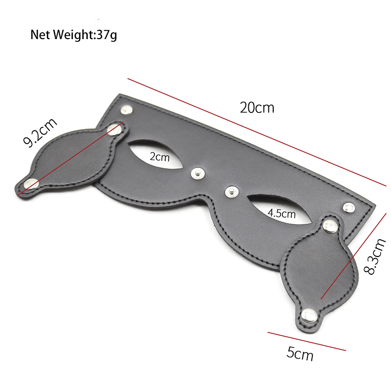 Adjustable Leather Blindfold with Studs style B product layout view