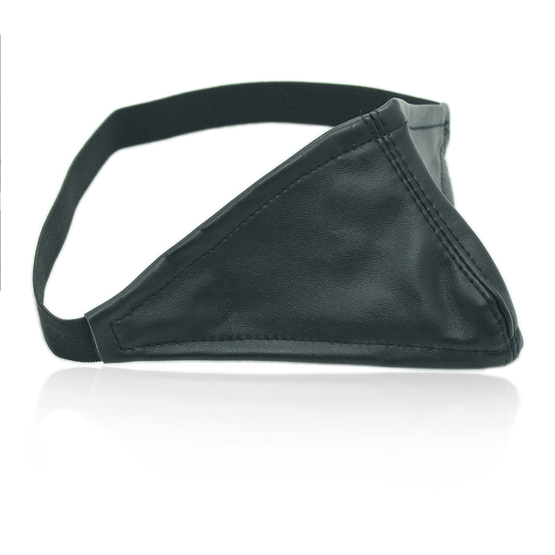 Leather blackout blindfold style B front