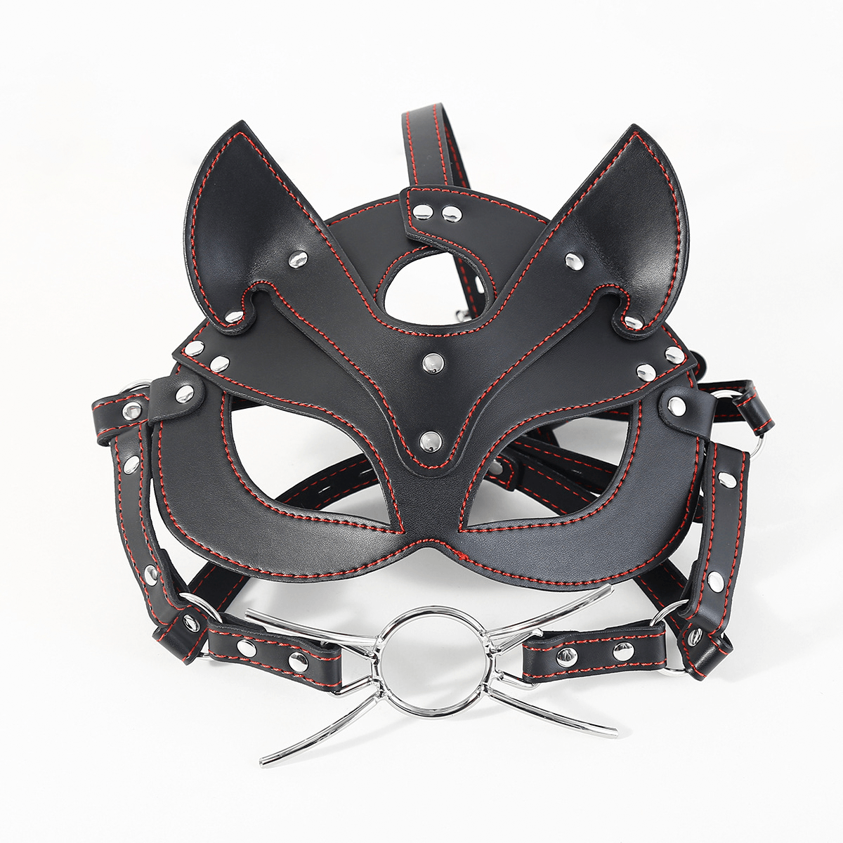 Fox Head Harness Gag Mask with Blindfold style A detail view for shoppers
