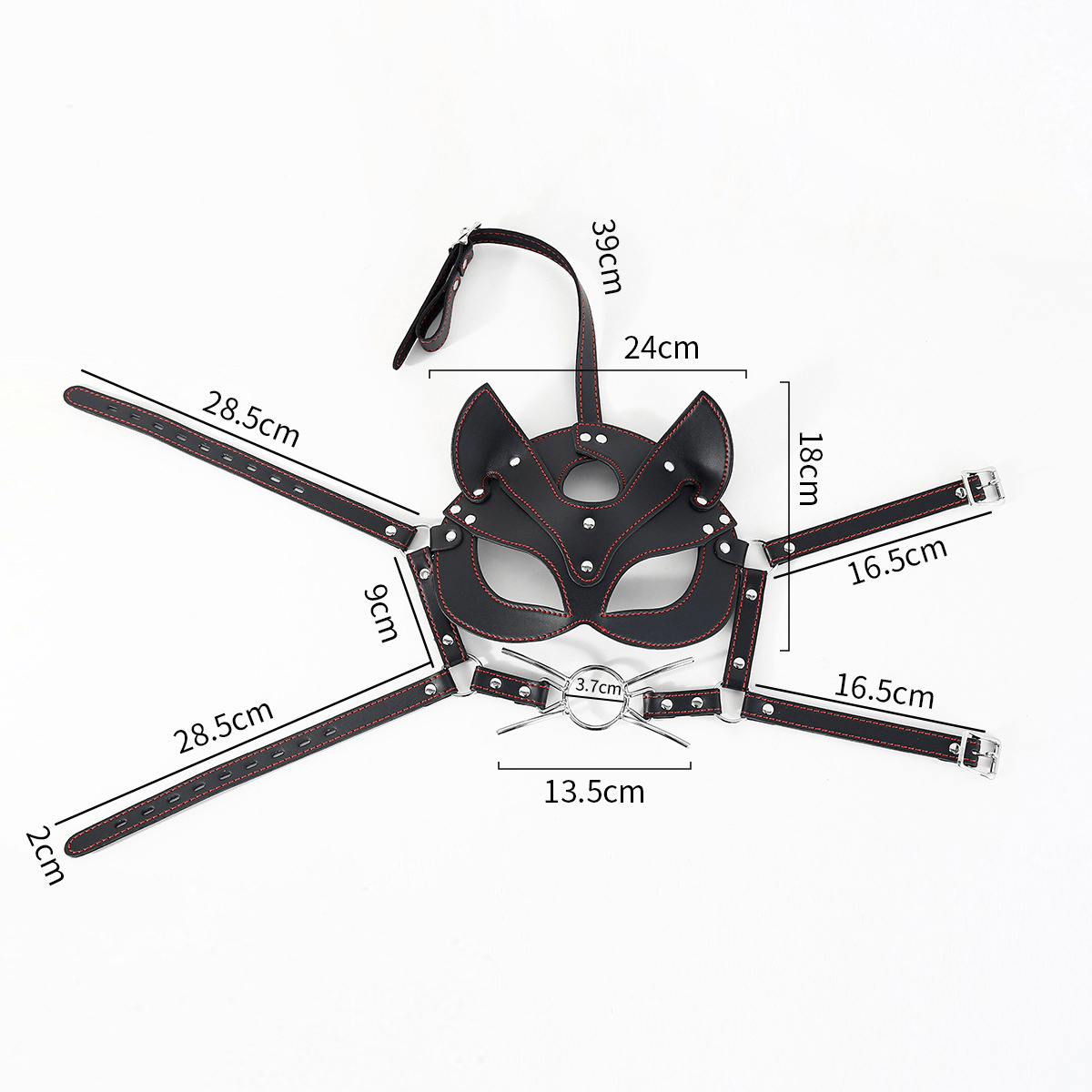 Fox Head Harness Gag Mask with Blindfold style A alternate angle view