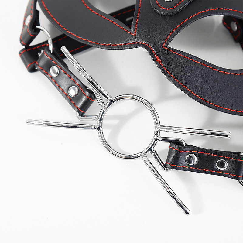 Fox Head Harness Gag Mask with Blindfold style A product layout view