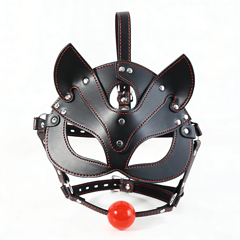 Fox Head Harness Gag Mask with Blindfold style B close-up product detail