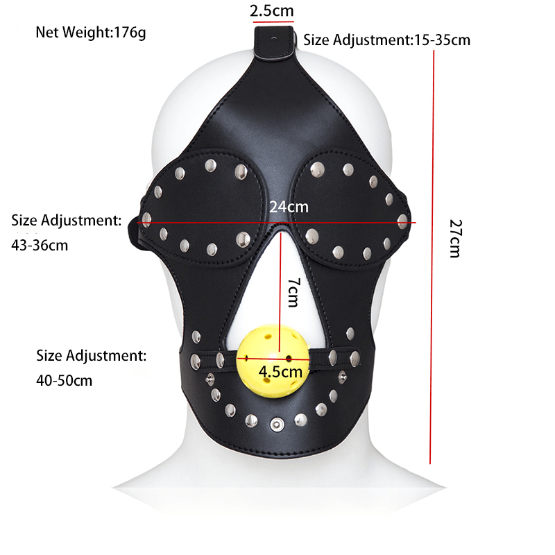 Leather Face Mask with Ball Gag style A set or accessory view