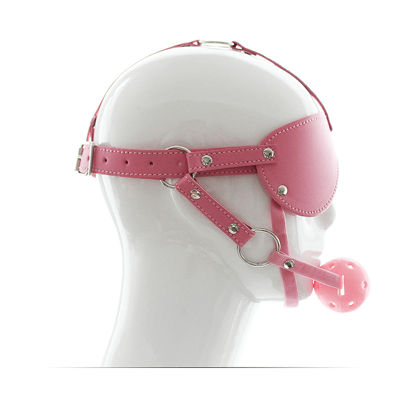 Leather Face Mask with Ball Gag style B alternate angle view