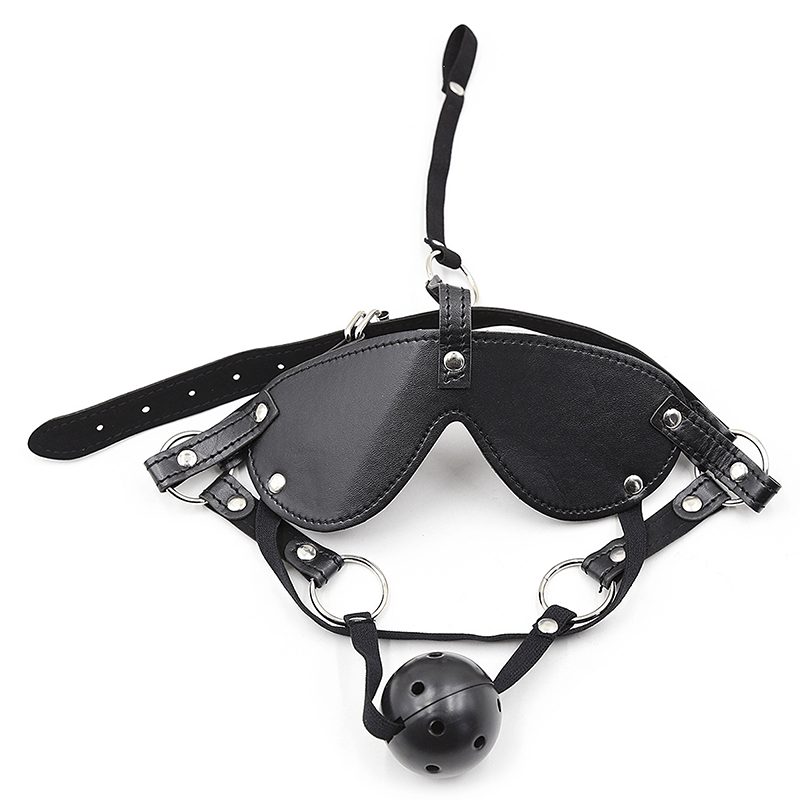 Leather Face Mask with Ball Gag style C style option view