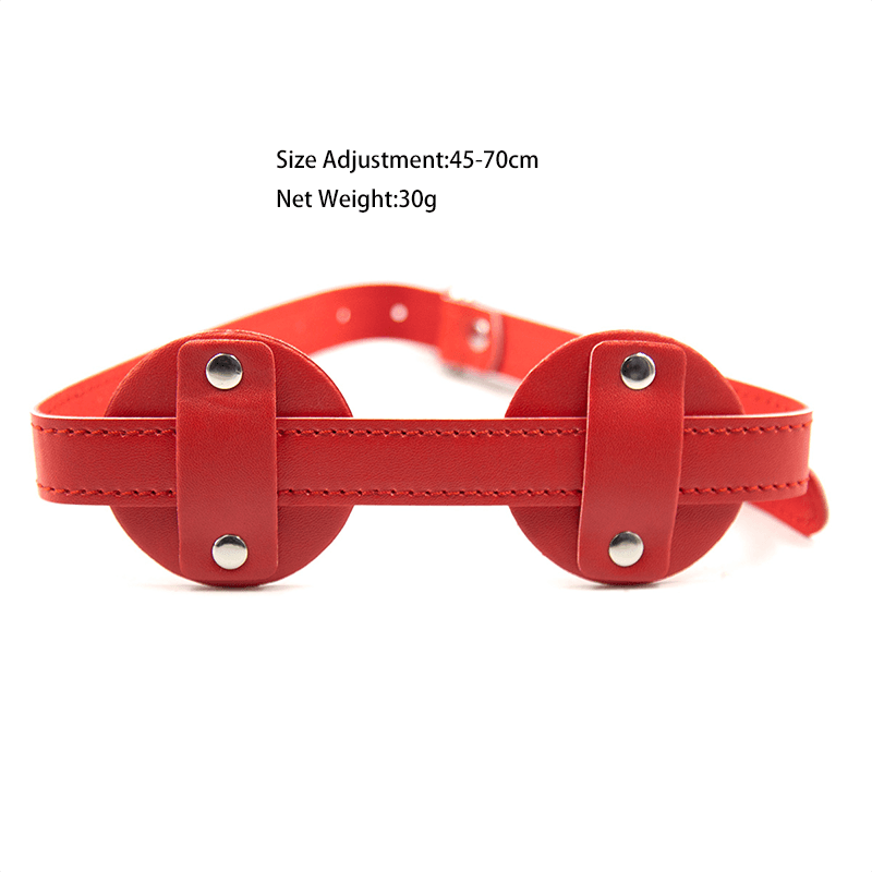Single Eye Leather Blindfold Mask style D front angle detail